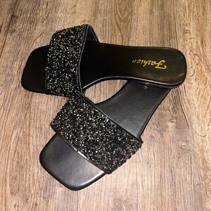NEVER WORN Dressy Black Slide Sandals